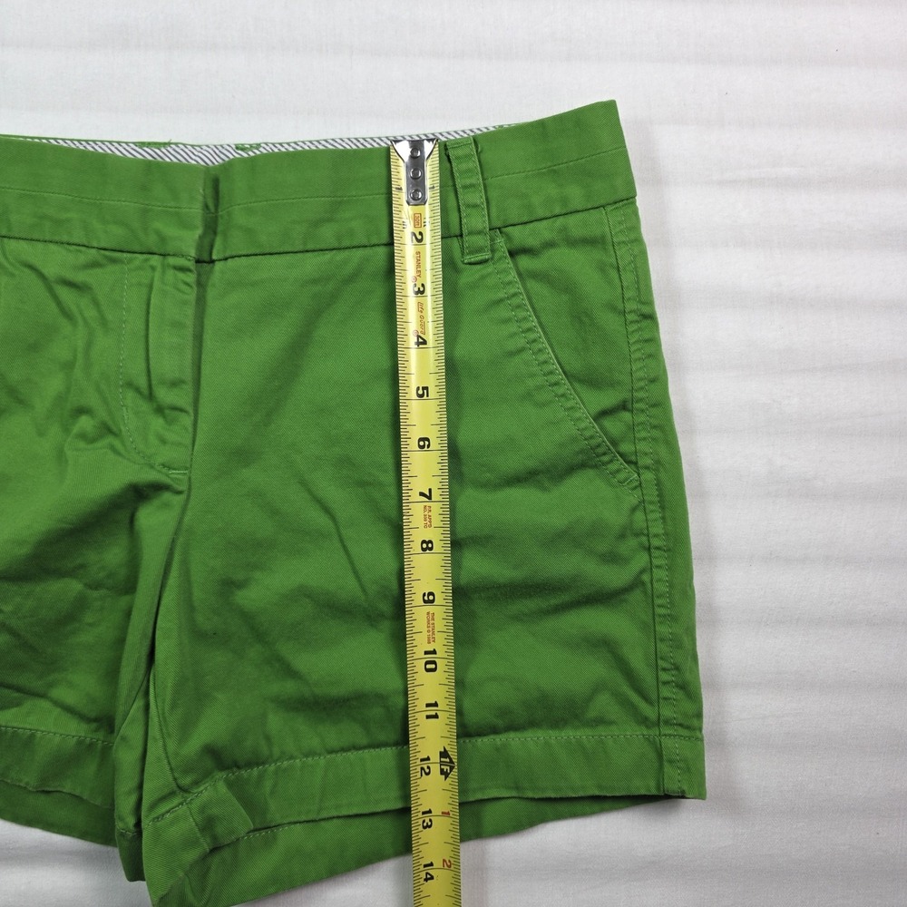 J. Crew Women's 6 Green Broken-In Chino Flat Front 100% Cotton Casual Shorts - Picture 3 of 7